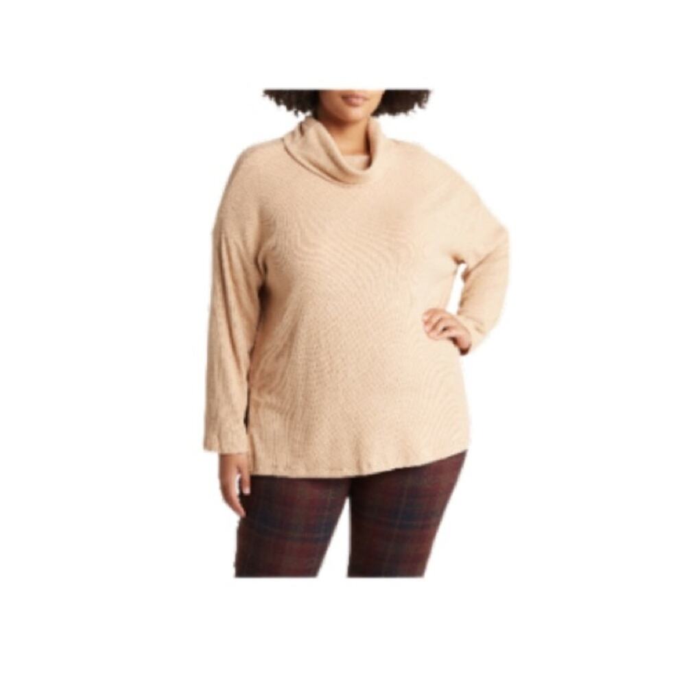Sanctuary Staying Cozy Cowl Neck Tunic- Cashew Size 1X